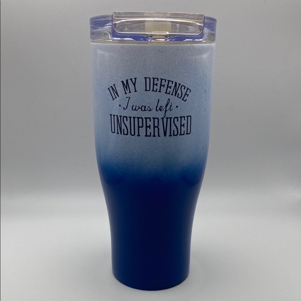Humorous Stainless Steel Tumbler Lid “In My Defense I Was Left Unattended”